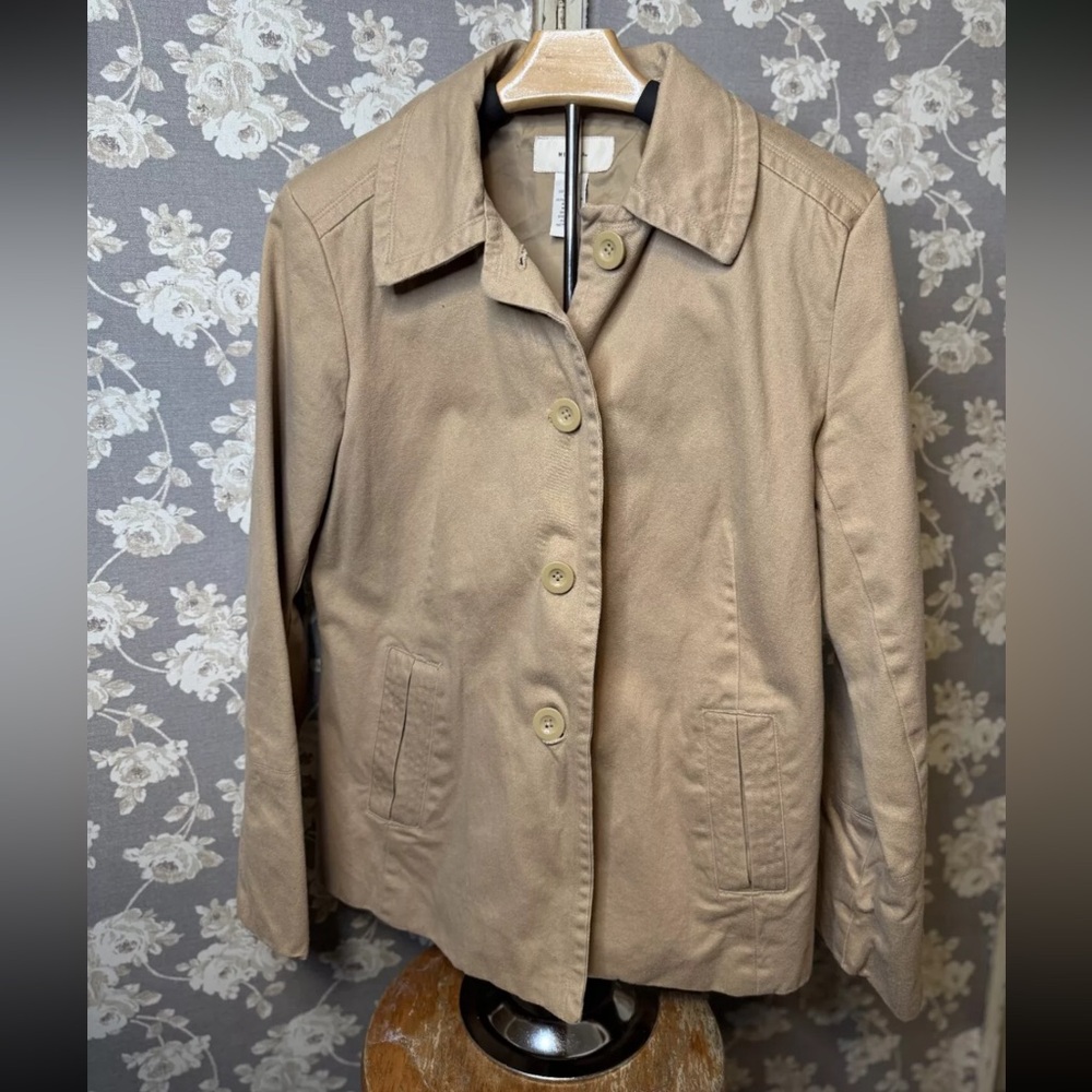Merona Womens Sz Medium Tan Lined Business  Blazer Jacket With Pockets.